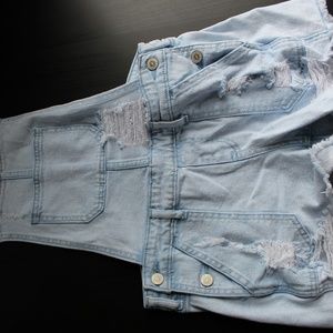 Hollister Boyfriend Short Overalls Vintage Stretch